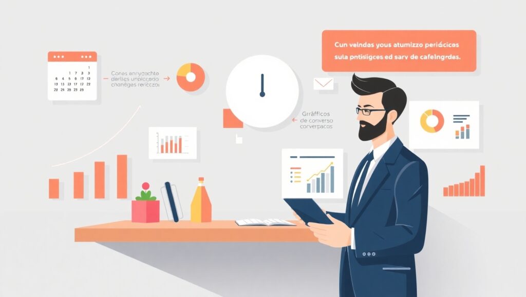Atualização de funil de vendas com análise de dados e calendários