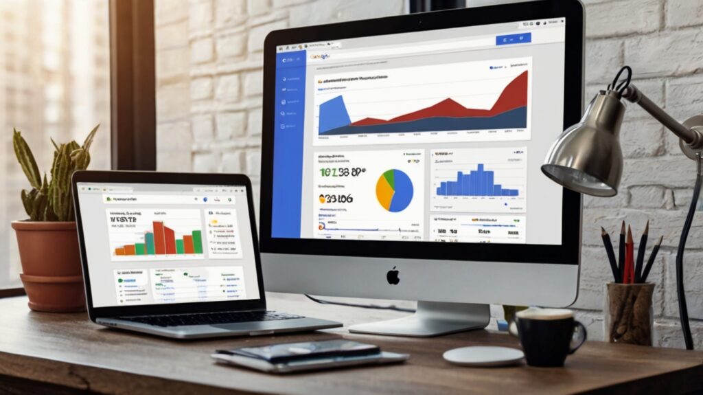 O que é impressões no Google Ads: Guia Completo para Entender e Otimizar suas Campanhas Dashboard Google Ads mostrando métricas de impressões e gráficos de performance para campanhas de tráfego pago